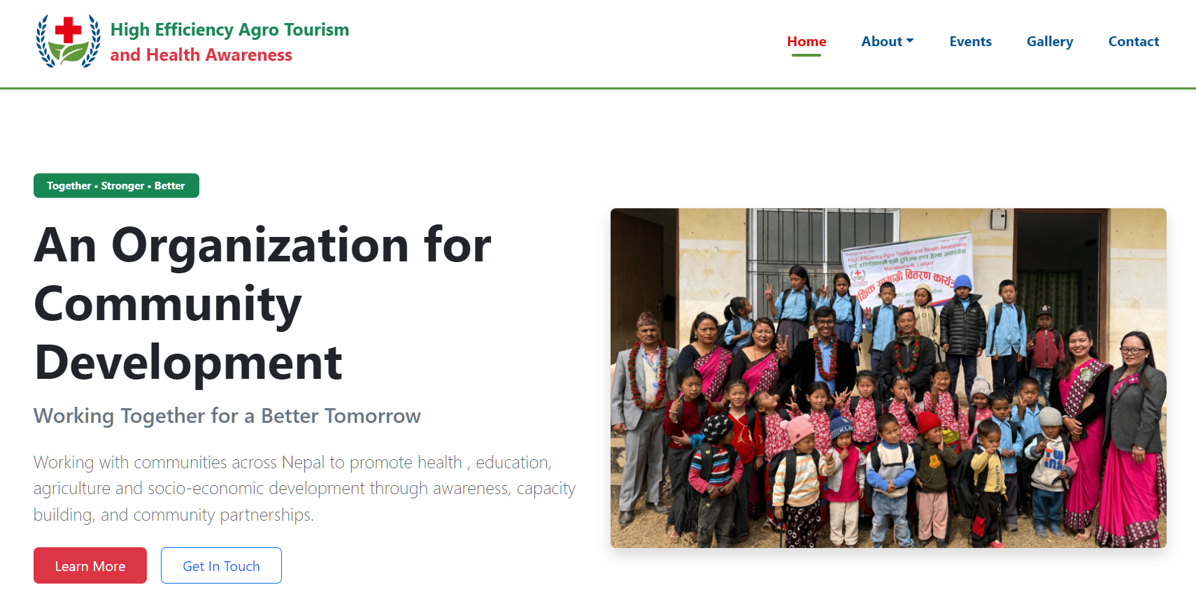 HEATHA social organization website representing sustainable agriculture, eco-tourism, and community health awareness